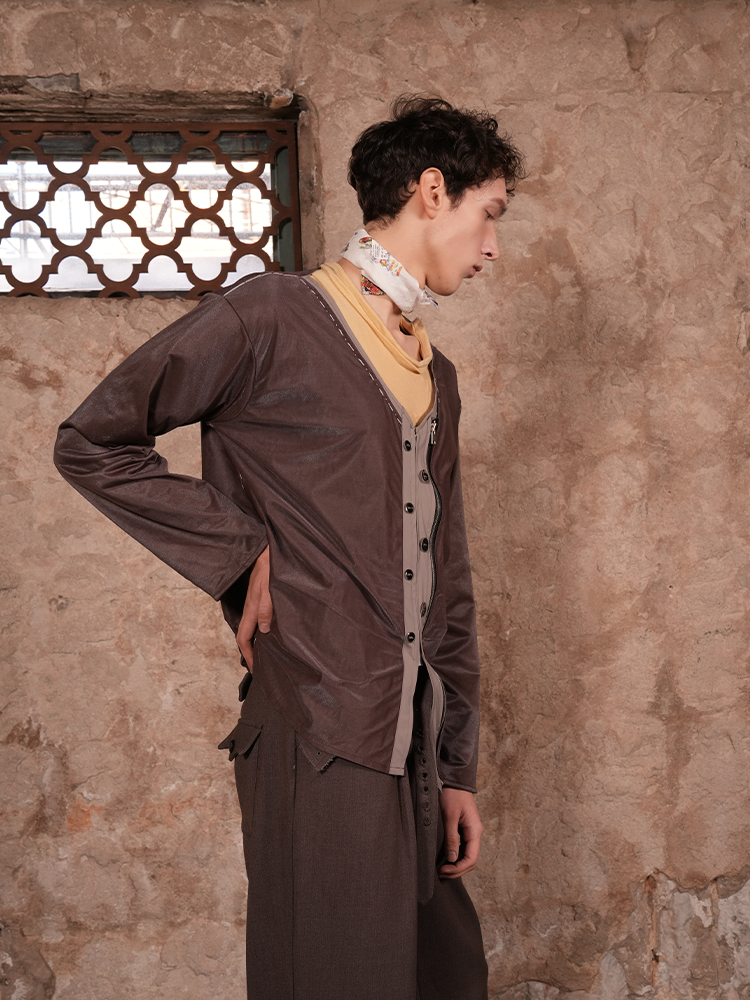 Unbalanced Pintuck Cardigan