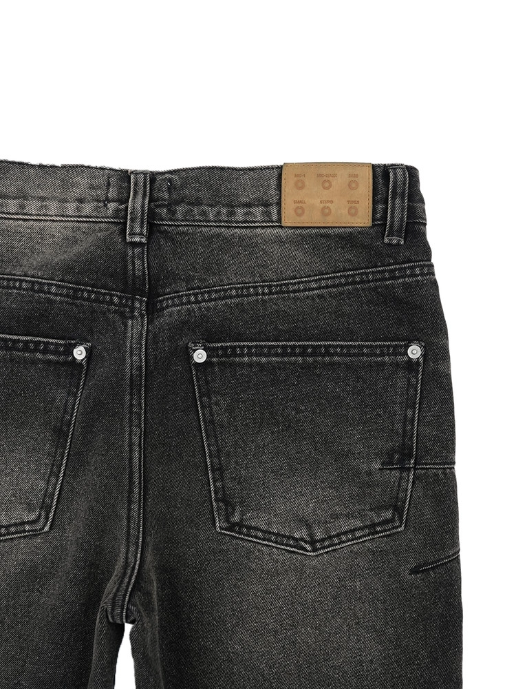 BUTTON BIKER DENIM PANTS (WASHED BLACK)