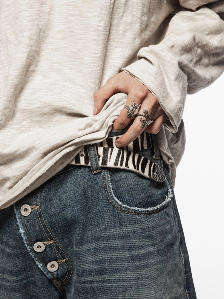CRUSHED TRYPO ZEBRAHIDE BELT