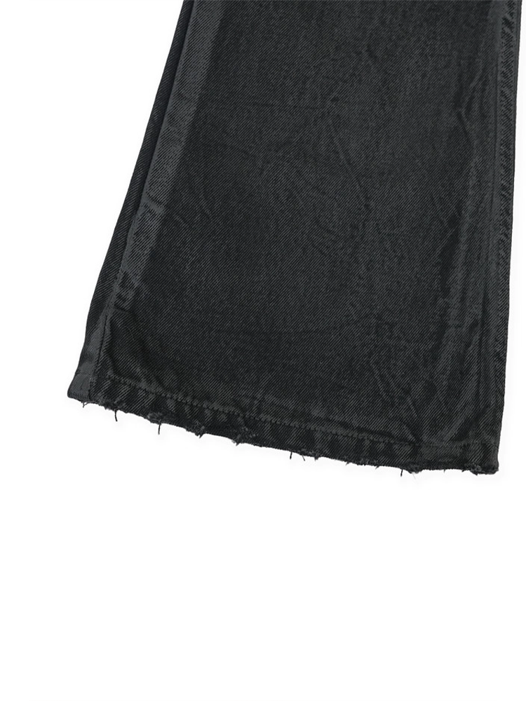 WAXED FLARE DENIM PANTS (BLACK)