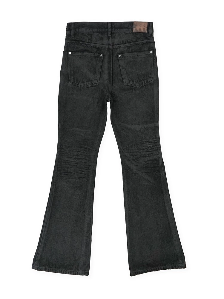 WAXED FLARE DENIM PANTS (BLACK)