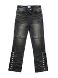 BUTTON BIKER DENIM PANTS (WASHED BLACK)