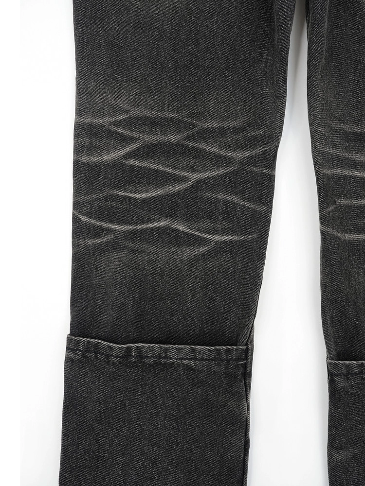 BUTTON BIKER DENIM PANTS (WASHED BLACK)